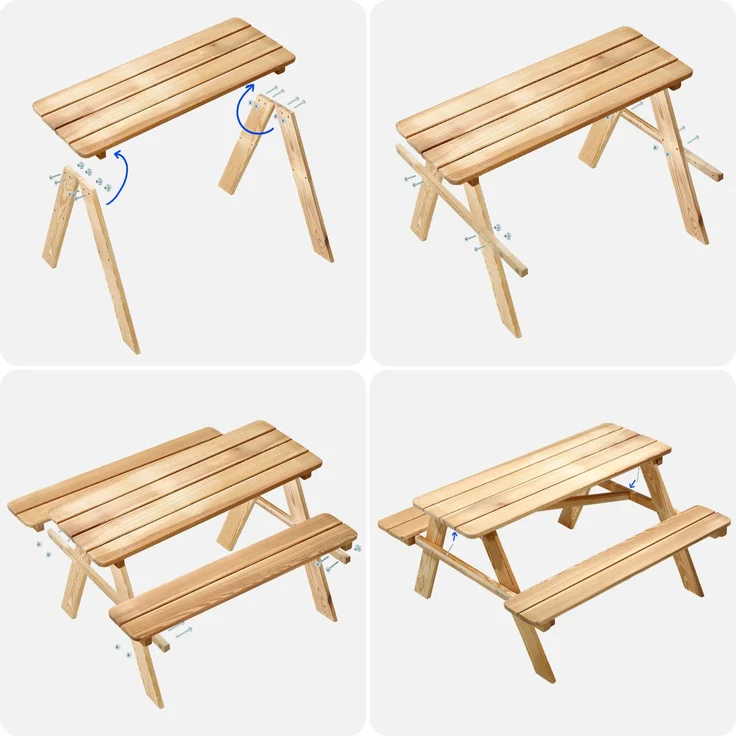 KADAX Gartenbank. Holzbank für Kinder mit Tisch und Tisch für den Garten – Bild 4