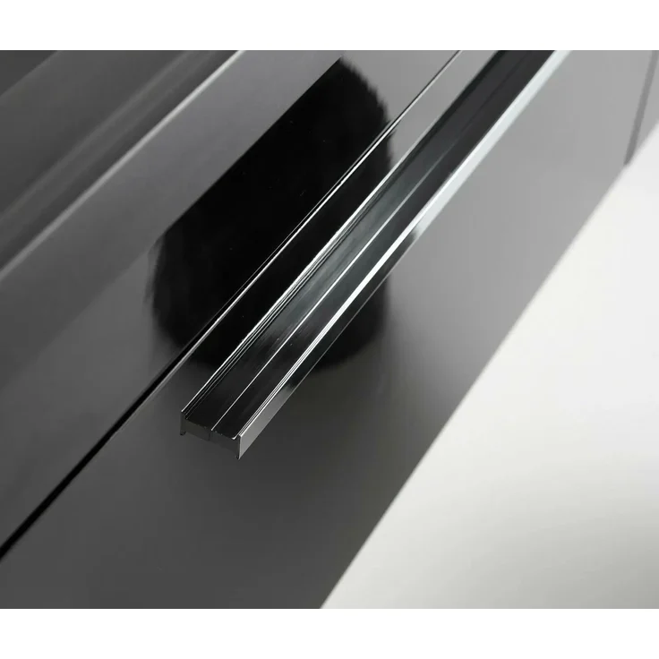 Faizee Home Badmöbelset 90 cm Schwarz Hochglanz inkl. Keramik-Waschbecken, LED-Spiegel & 1x Seitenschrank rechts – Bild 5