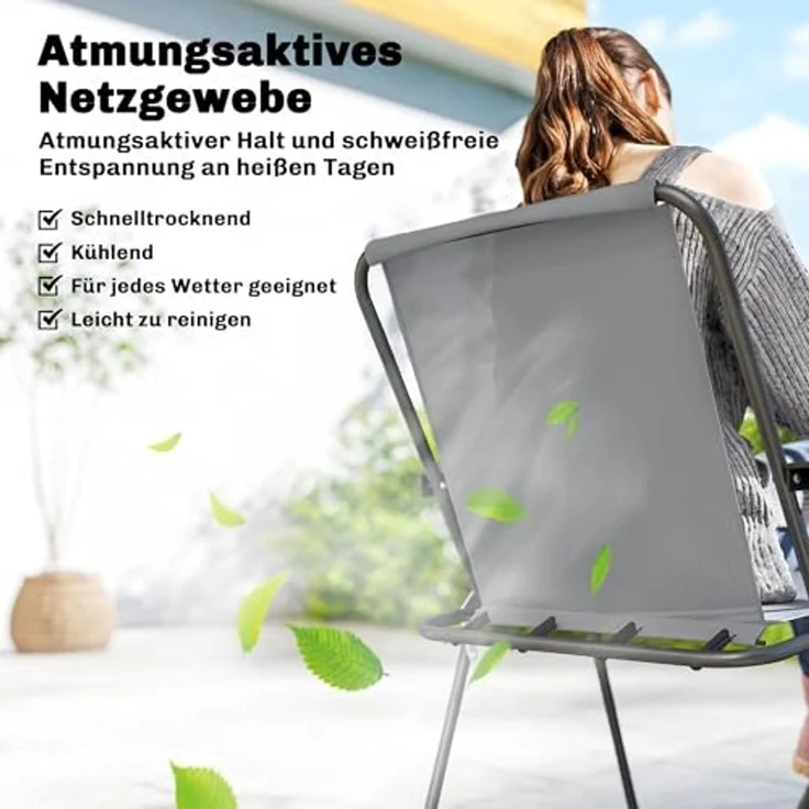 Outsunny Garten-Essgruppe mit 6 Klappstühlen, Sonnenschirm, Wasserwellenmuster, (Gartenset, 8-tlg, Gartenmöbel Set), für Garten Terrasse Grau – Bild 4