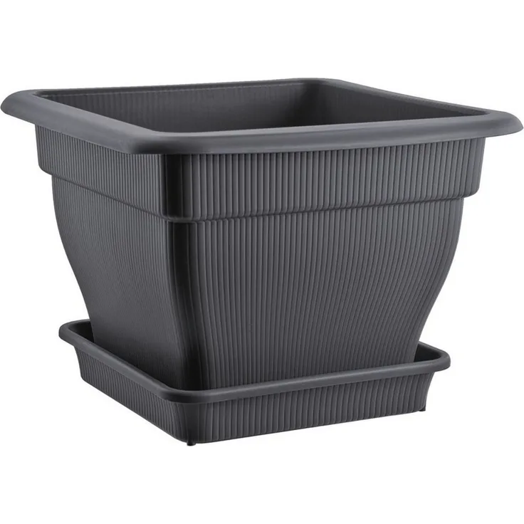 BURI Pflanzkübel XXL Pflanzkübel 60x60 Blumentopf Wasserspeicher Blumenkübel grau 70 L