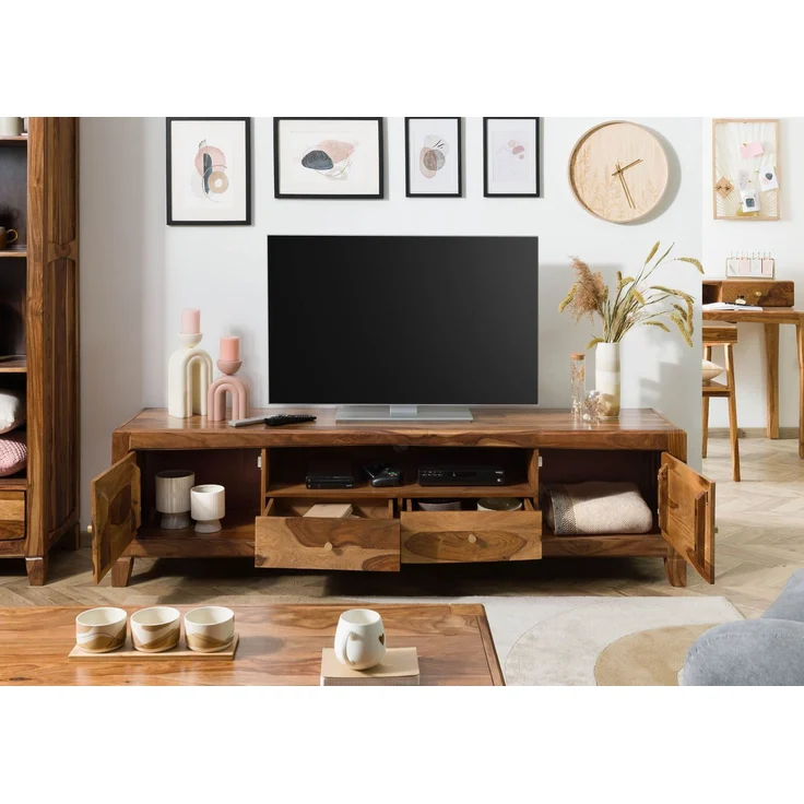 TV-Board Sheesham 200 x 45 x 55 braun lackiert ANCONA #111 – Bild 4