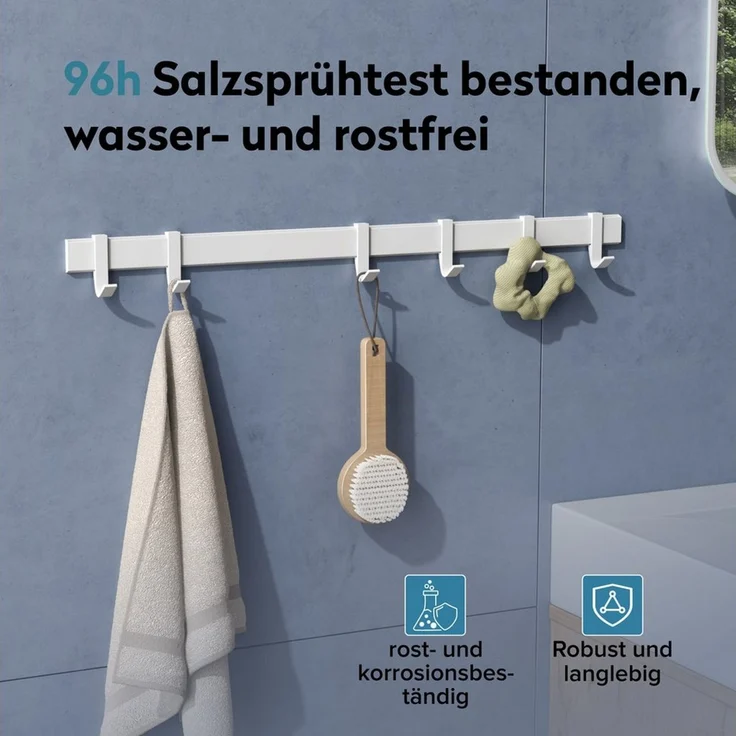 doporro Garderobenleiste Kleiderhaken 4/6/8 Verschiebbare Alu-Wandhaken selbstklebend Stalo-12 (8 St), 4 Verschiebbare Wandhaken aus Alu – Bild 3