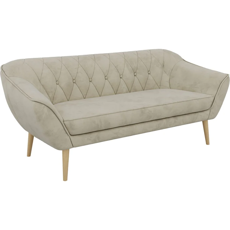 Sofa, Wohnzimmersofa PIRS 3, Skandinavisches Sofa 3-Sitzer, Sofa mit Wellenfederung, Buche Füße, Breite 180 cm Hoher Sitzkomfort - Beige Velvet – Bild 8