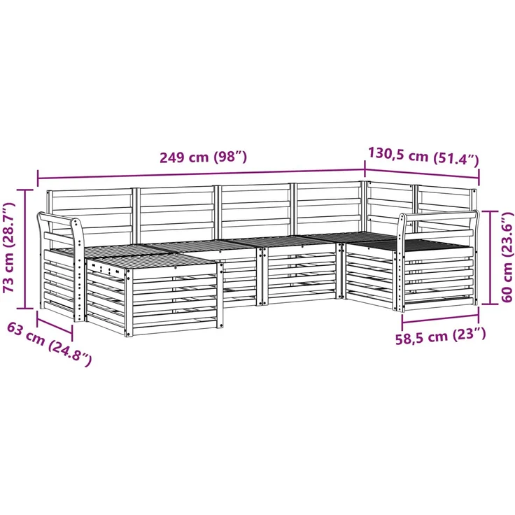 vidaXL Outdoor-Sofagarnitur 6 stk. 5-Sitzer Weiß Polyester 3392114 – Bild 8