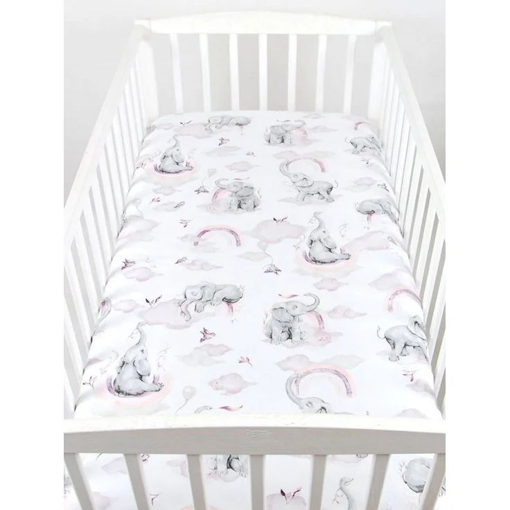 BabyLux Spannbettlaken SPANNBETTLAKEN 70x140 Spannbetttuch Baumwolle Kinder Baby Babybett, 125. Elefanten Rosa – Bild 2