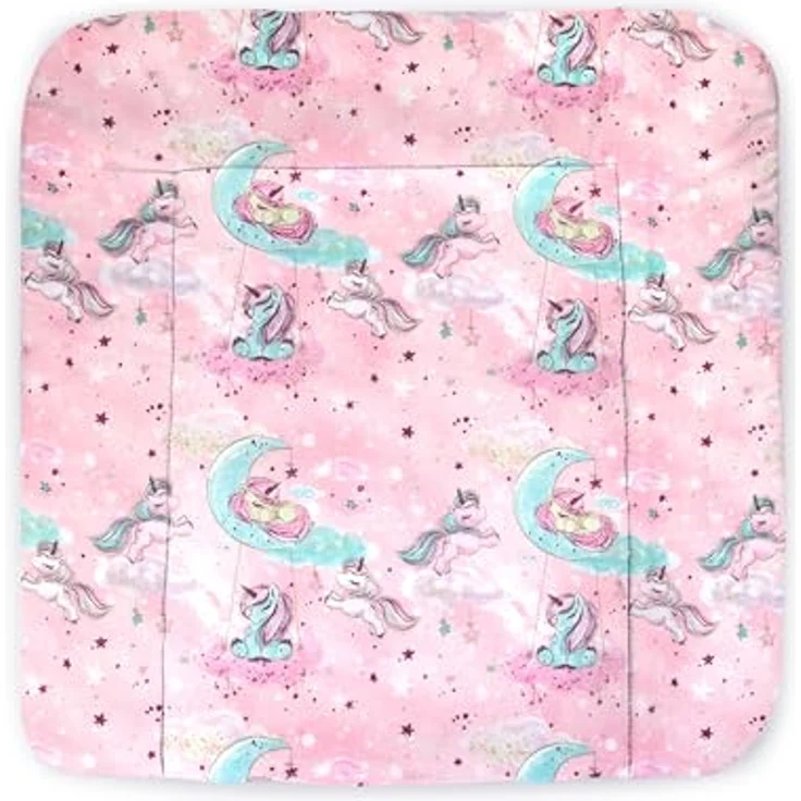Balbina® Wickelunterlage Wickeltischauflage Wickelauflage baumwolle 75x85 I Pink Einhorn – Bild 2