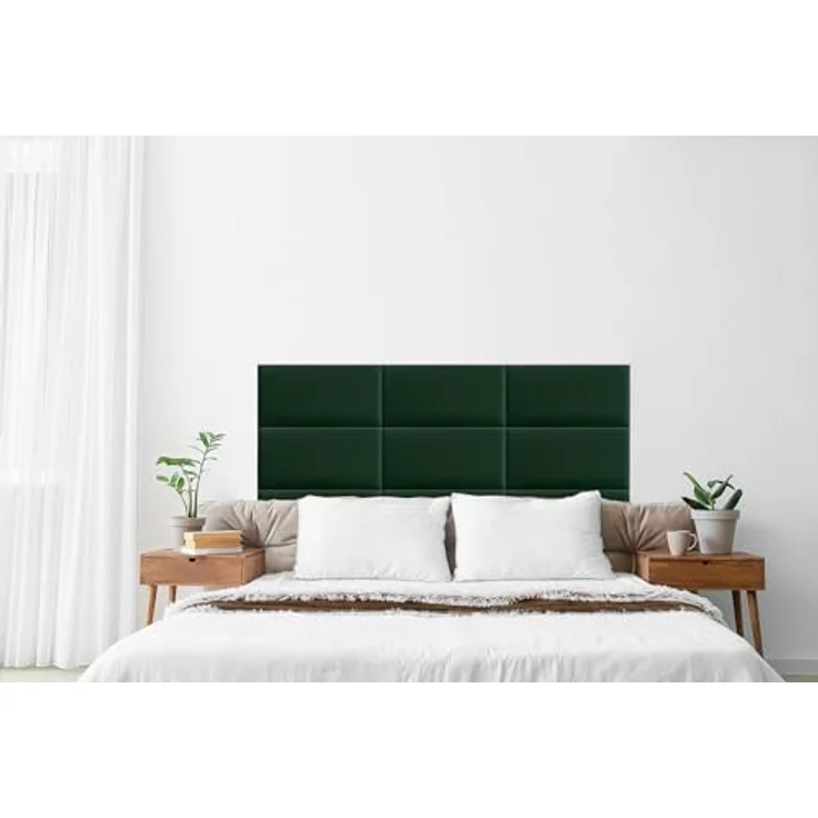 DecoNest Wandkissen, Wandpolsterung, Wanddekoration, Bettkopfteil, 3D-gepolstertes Wandpaneel 90 x 15 cm Flaschengrün – Bild 7