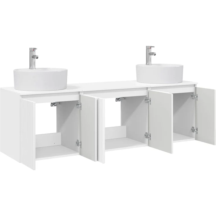 vidaXL Badezimmerschrank-Set 3 stk. Hochglanz Weiß 3405671 – Bild 3