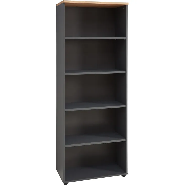 Regal Melanie / Memphis, Holzwerkstoff, Grau, Schwarz, Holzfarben, 75 x 197 x 38 cm