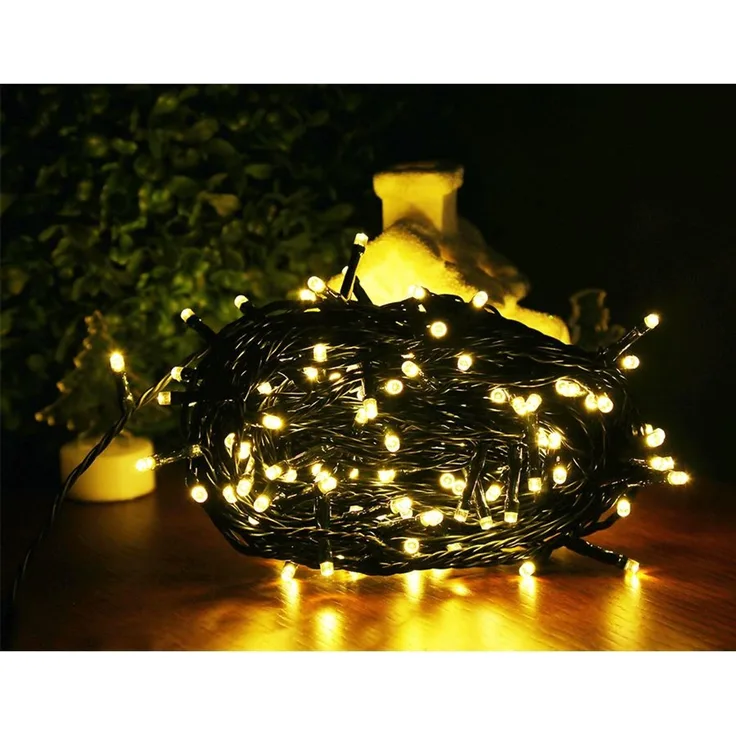 LED Außen Lichterkette 16 m Weihnachtsbeleuchtung Partylicht warmweiß Dekolicht