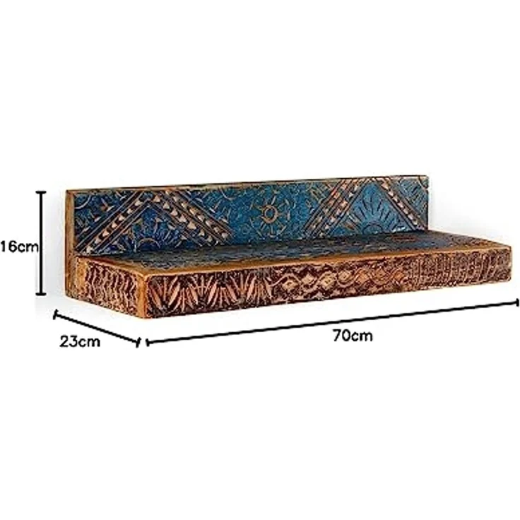 Mangoholz Wandboard Blue Lagoon: Südsee Flair fürs Bad, Farbige Unikate, 70x16x23 cm – Bild 3