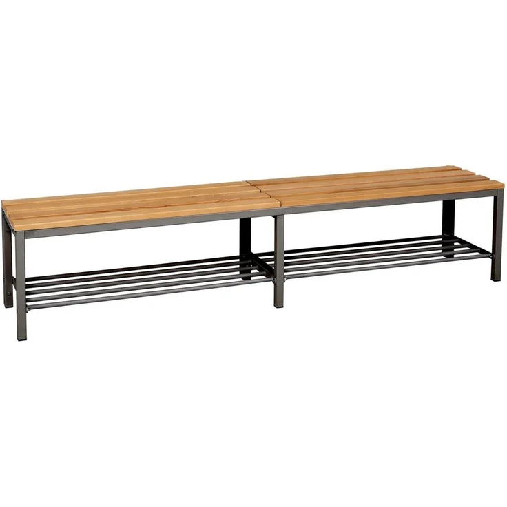 furni24 Bank Umkleidebank, Sitzbank für Umkleideräume mit Schuhrost BxHxT: 200 x 42 x 40 cm, Umkleidesitzbank, Umkleidebank, Garderobenbank, Sportbank, Bank mit Echtholz für Fitnessstudio – Bild 2