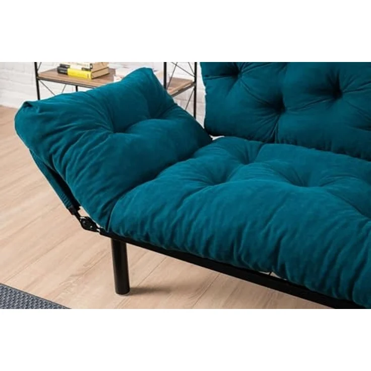 Dmora Schlafsofa 2-Sitzer Zeeusis 155x70 cm Blau mit Stauraum – Bild 5