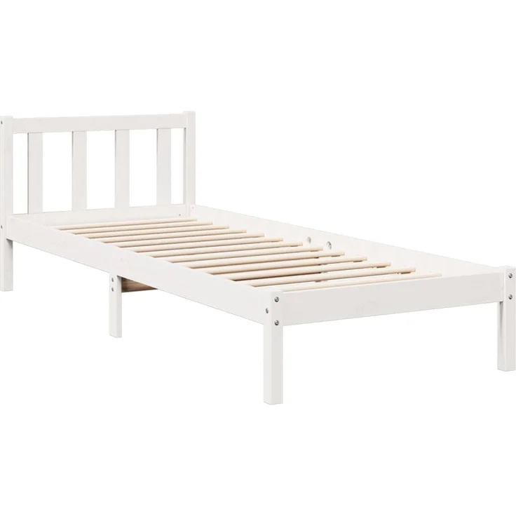 vidaXL Massivholzbett Extra Lang ohne Matratze Weiß 90x220 Kiefernholz 852445 – Bild 3