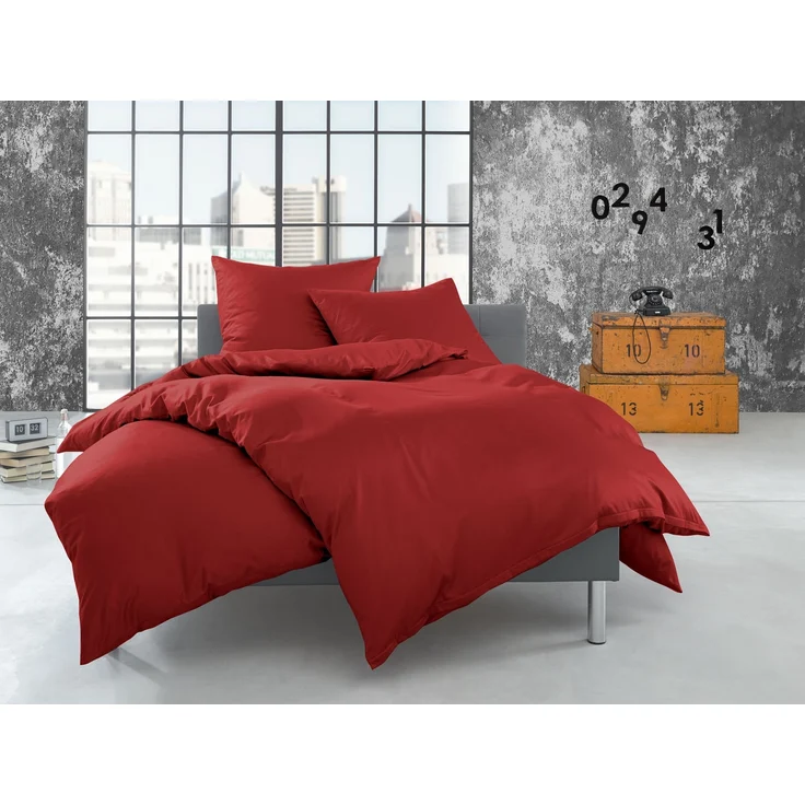 Flanell Seitenschläferkissen Bezug uni / einfarbig rot 40x145 cm