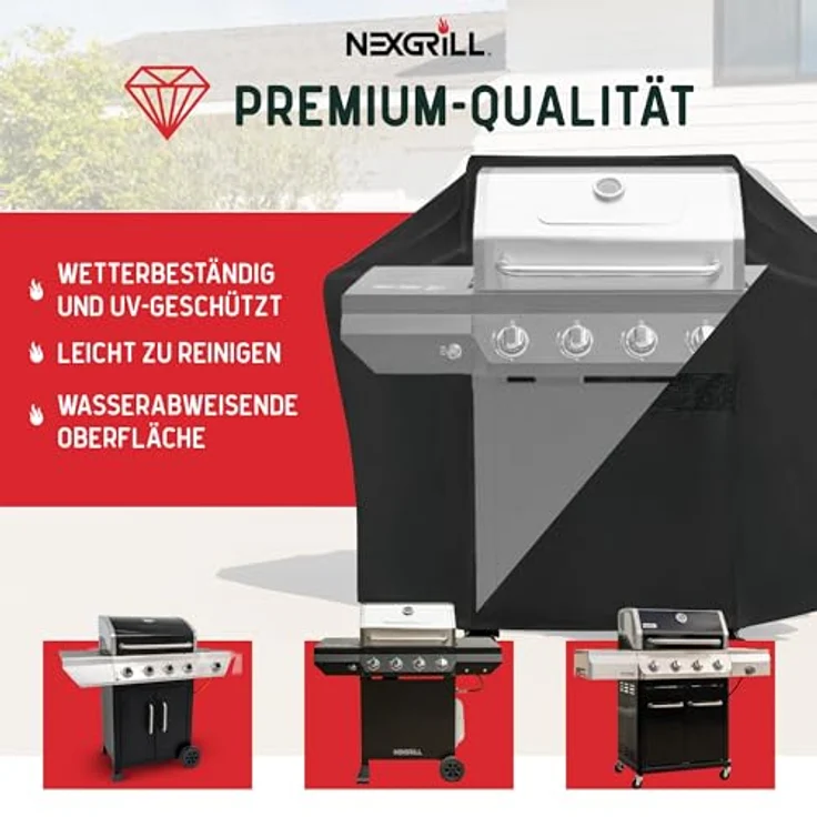 nexgrill Grillabdeckhaube Universal Grillabdeckung 178cm, 165cm, 150cm, Schutzhülle für Grill, schwarz, Grillabdeckung wetterfest – Bild 4