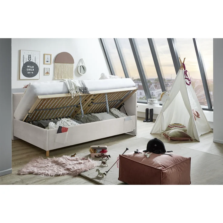 Polsterliege >Cool mit BK< Liegefläche 140x200cm, Scala Beige, Stellmaß: 150x90x210cm (BxHxT) – Bild 2
