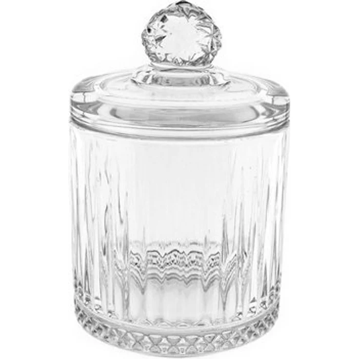 Glasschale mit Deckel im Riffle-Design ideal für Snacks oder Gewürze Transparent – Bild 4