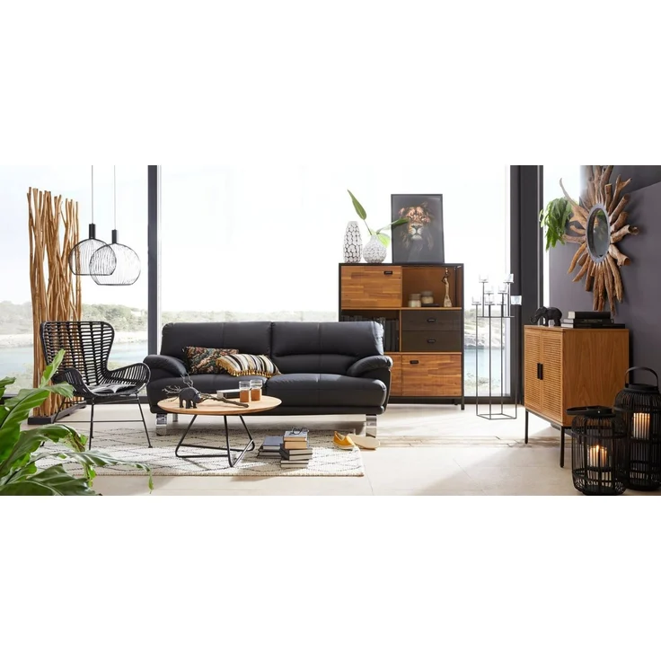 TRENDMANUFAKTUR 3-Sitzer Cecilia, in italienischem Design, bequem, mit Chromfüßen – Bild 3