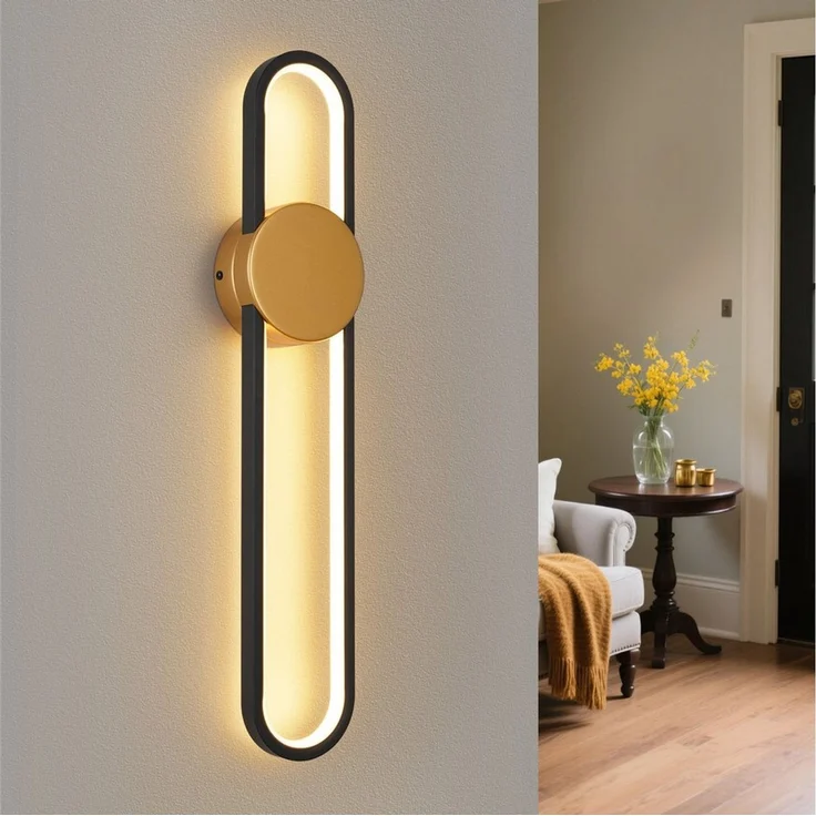ZMH LED Wandleuchte Innen Wandlampe 12W 3000K U-Form Modern Flur Schlafzimmer Wohnzimmer, Innenleuchtend, LED fest integriert, warmweiß, 12W,1200lm, Warmweiß, vertikal oder horizontal montierbar – Bild 1