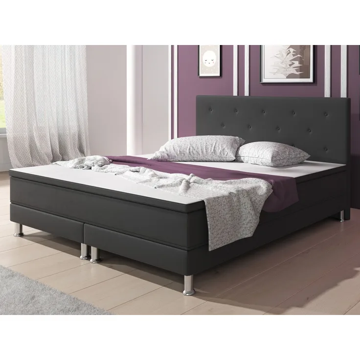 Inter Boxspringbett Esra, Webstoff Anthrazit 180x200 cm