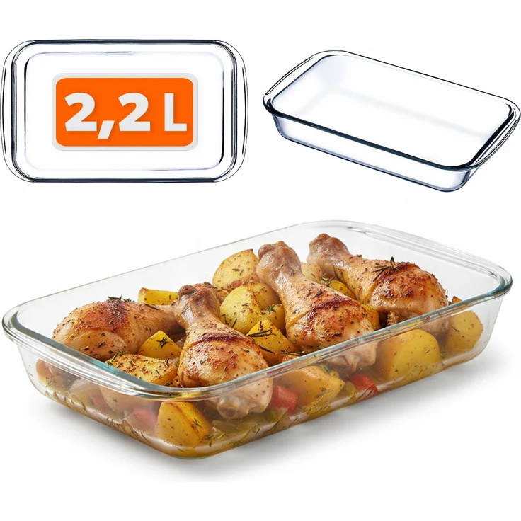 KADAX 2,2 l rechteckige hitzebeständige Glasform klein zum Backen von Glas – Bild 1