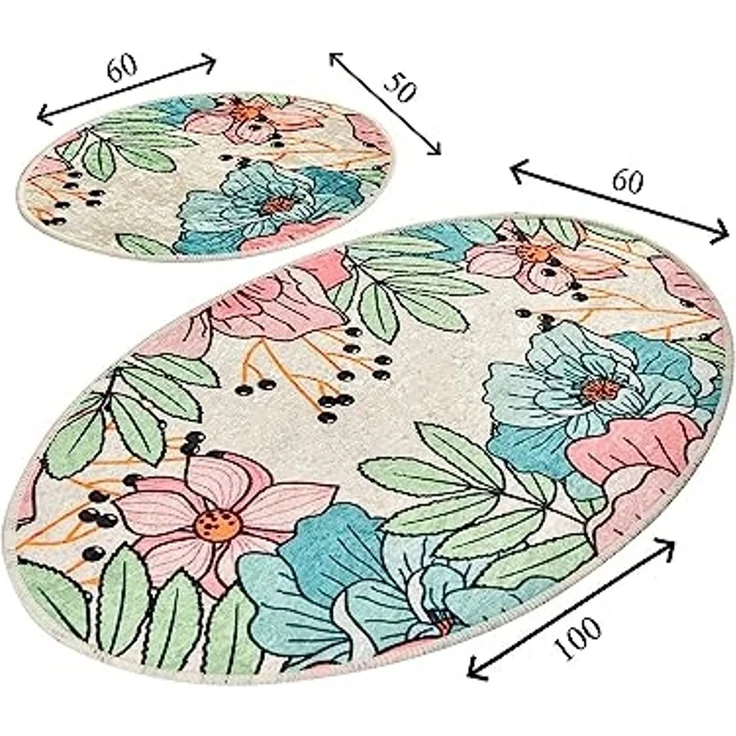 Badezimmerteppich-Set (2-teilig) Blumen – Bild 3
