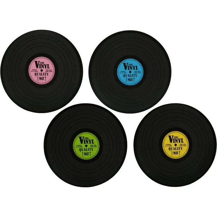 HAC24 Platzset Tischset Vinyl Schallplatte Platzmatte Rund Tisch Untersetzer, (Set, 4-St), Ø 39 cm – Bild 1