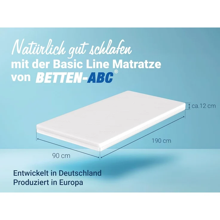 Betten-ABC Basic-Line – Komfortschaummatratze geeignet für Gäste-/Jugendbetten, 90x190 cm – Bild 2