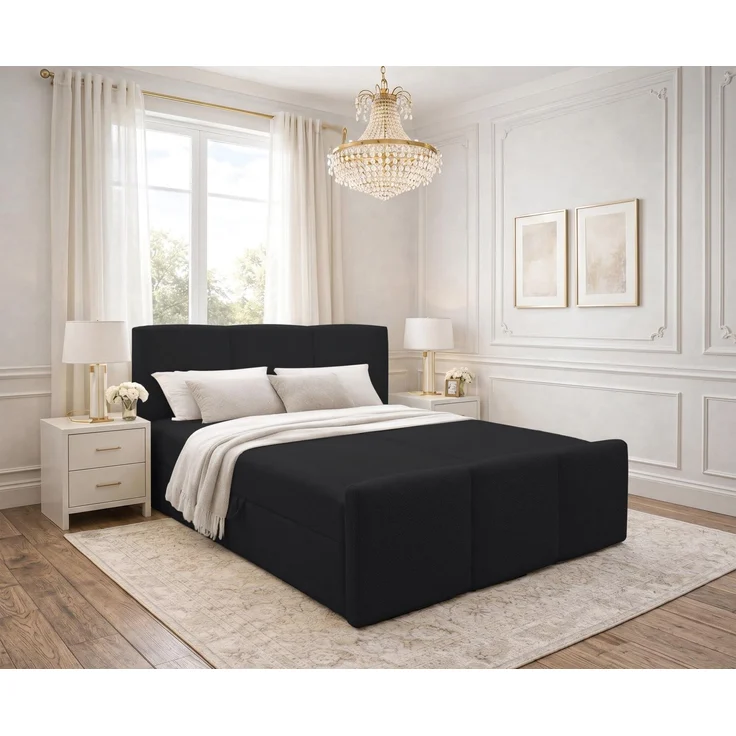 AX LIVING Boxspringbett Ankarra 140x200 cm Schwarz Bett mit Stauraum – Bild 1