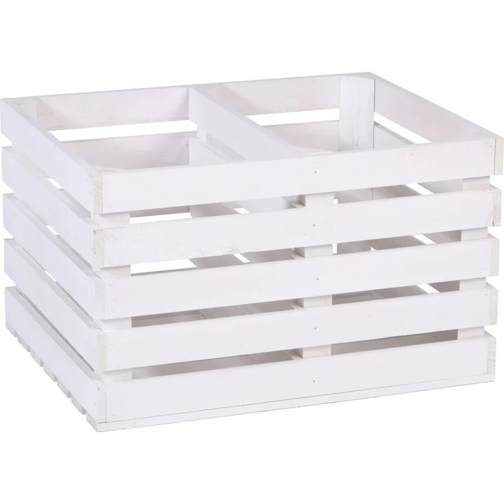 iWerk Holzkiste mit kurzem Mittelbrett weiß 50 x 40 x 30 cm – Bild 1