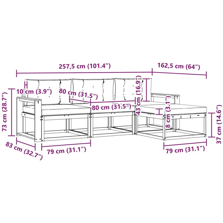 vidaXL Outdoor-Sofagarnitur 4 stk. Weiß und Beige Polyester 3386277 – Bild 8