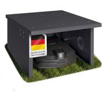 STEELSØN 'Drakon' Mähroboter Garage, Metall, anthrazit, wetterfest, 53/42x77x90 cm, Mähroboterhaus mit aufklappbarem Pultdach