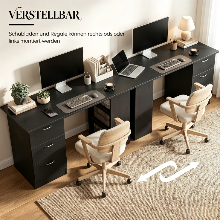 Computer Schreibtisch,Funktionales Büro Schreibtisch,Schlafzimmertisch,Spieltisch(nur mit Spieltisch)--Schwarz--120x49x72cm--YOUDENOVA – Bild 5
