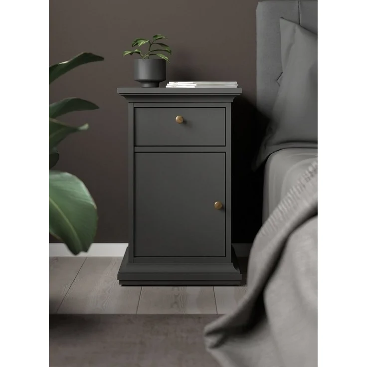 Home affaire Nachtkommode Paris Nachttisch, Nachtschrank, Beistelltisch, mit 1 Tür und 1 Schublade, Stauraum, Kranzprofil, Breite 43,6 cm – Bild 1