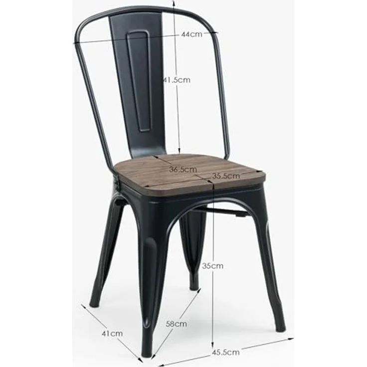 Julian Bowen 4er-Set Grafton-Metallstühle, Ulmenholz in Mokka und Schwarz – Bild 3