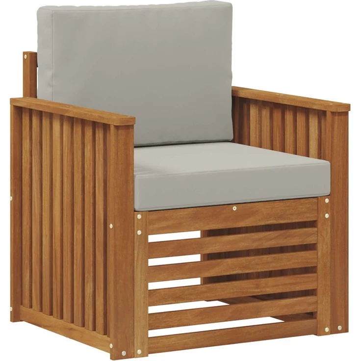 vidaXL Outdoor-Sofagarnitur Natur und Hellgrau Massivholz Akazie 3436351 – Bild 2