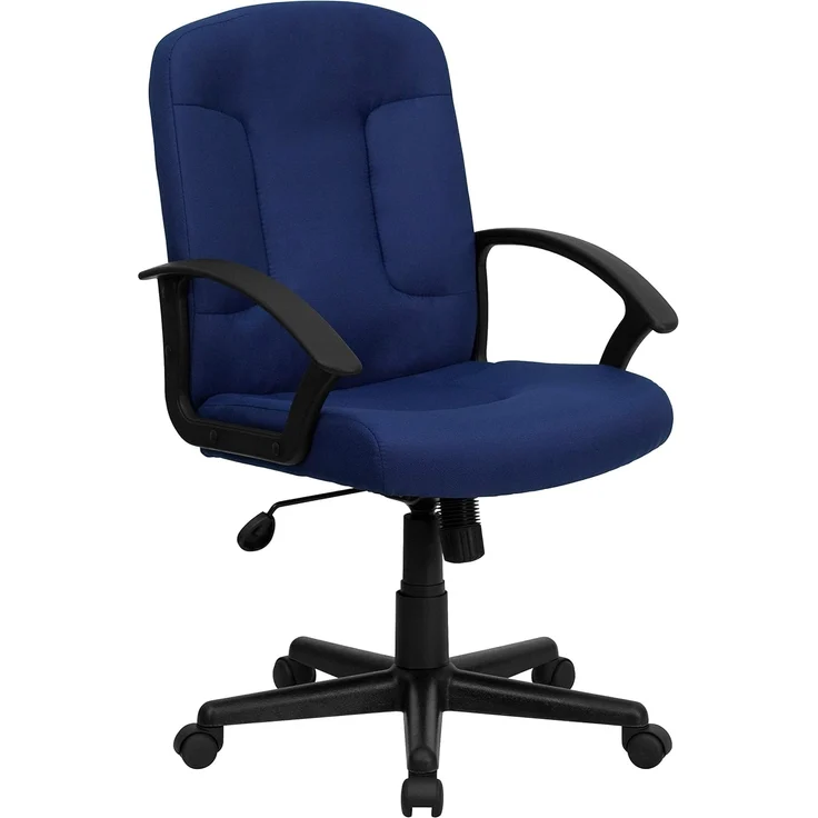 Flash Furniture Garver Bürostuhl mit mittelhoher Rückenlehne, Marineblau, Stoff mit Nylon-Armlehnen – Bild 1
