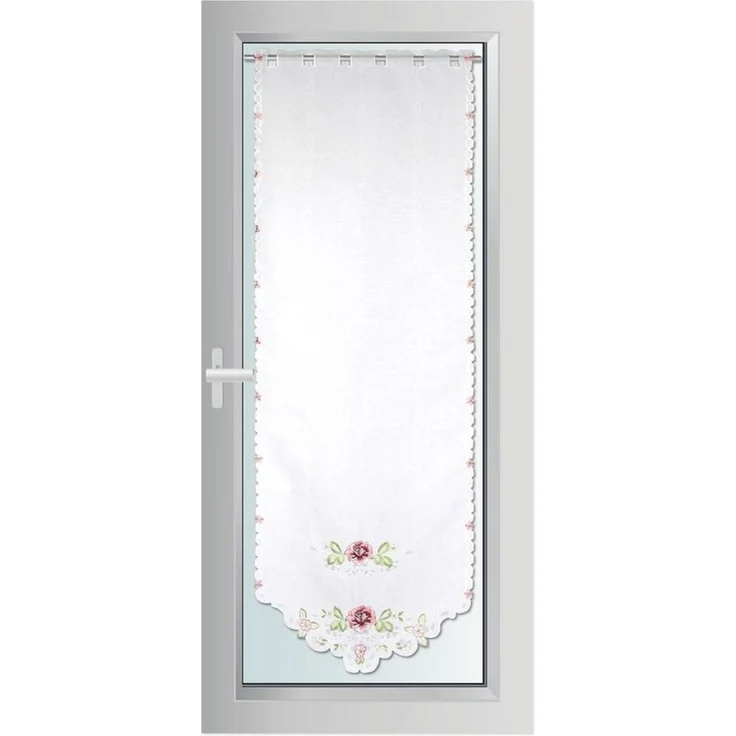 Arsvita Panneaux Blumen Mona mit Stickerei, Schlaufen, transparent, Türpanneaux 180x60cm Stangendurchzug, Voile Kurzgardine Bistrogardine – Bild 1