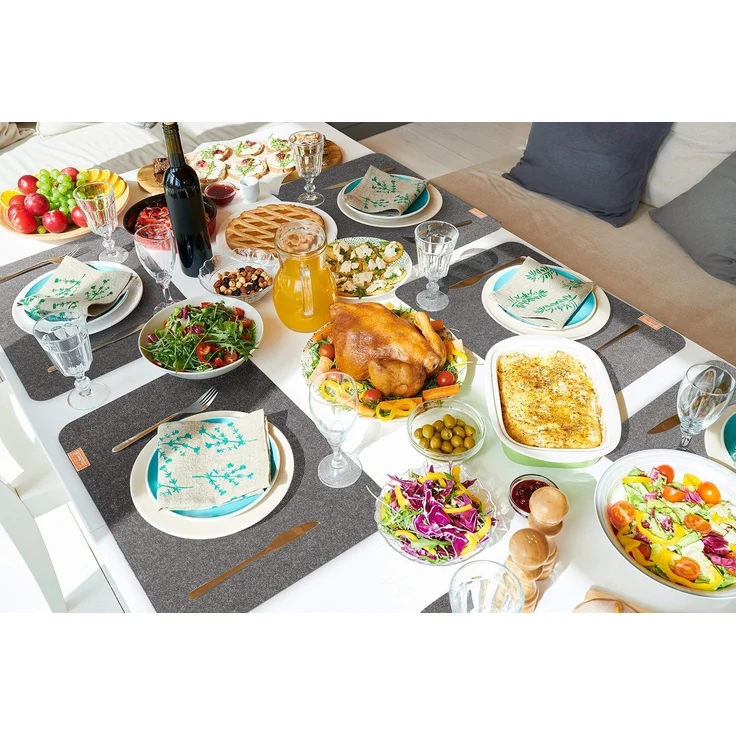 Luana Rose Platzset 12er-Set mit 6 Getränke-Untersetzer, Tischdekoration Teller Esstisch Diner Filzmatte leicht zu reinigen – Bild 5