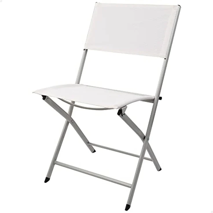 Aktive 61109 – Weißer klappbarer Gartenstuhl, Maße 46 x 55 x 81 cm, strapazierfähiges Textilene-Gewebe, max. Gewicht 1500g. Unterstützt 110kg, Weiße Klappstühle, Klappstühle für den Außenbereich – Bild 1
