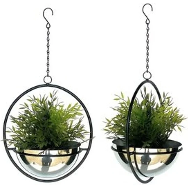 DanDiBo 2er Set Blumenampel Innen Metall Wand Hängepflanzen 53 cm 96087 M mit Topf Silber Pflanzenhänger Blumenhänger Topfhänger Blumen Blumentopfhänger Hängetopf – Bild 6
