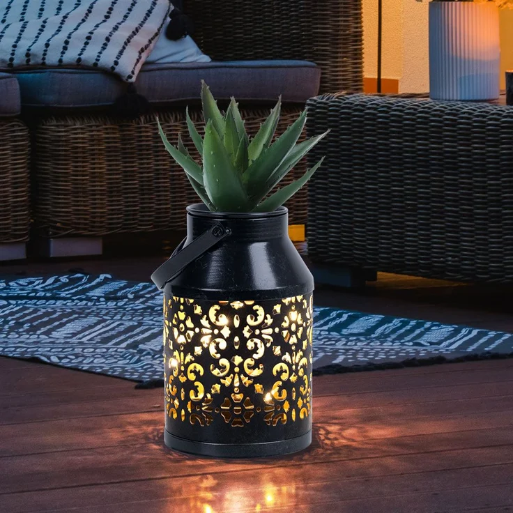 2x LED Solarleuchte, schwarz, Pflanzgefäß, H 16 cm – Bild 9