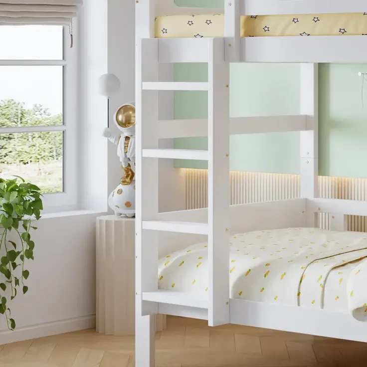Etagenbett mit 2 Schlafgelegenheiten und Lattenrost, 90x200 cm, Kinderbett mit Rausfallschutz, umbaufähig zu 2 Einzelbetten, Holz – Bild 6