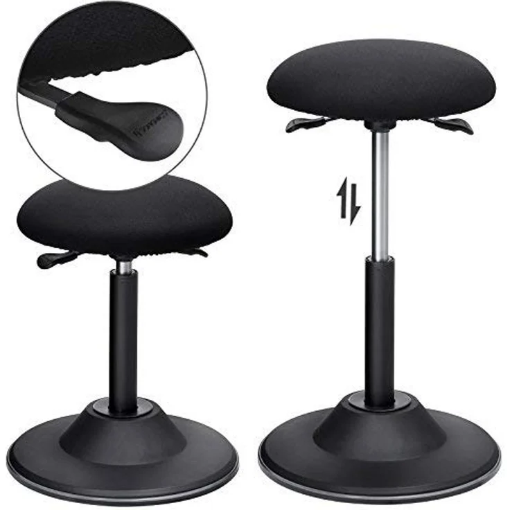 Höhenverstellbarer Bürohocker, ergonomischer Arbeitshocker, um 360° drehbarer Hocker, Sitzhöhe 50-70 cm, mit Anti-Rutsch-Bodenring OSC01BK – Bild 6