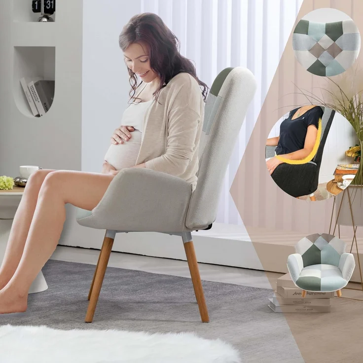 MEUBLE COSY Sessel Relaxsessel Lehnstühle Polstersessel Einzelsofa mit Holzbein Ohrensessel für Wohnzimmer Schlafzimmer Büro Vanity, Patchwork – Bild 5