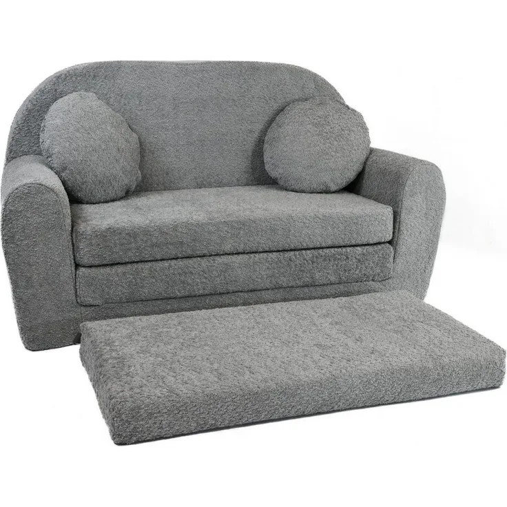 FORTISLINE Kindersofa Kindersofa aus Teddy-Stoff mit Verlängerung - Klappsofa, Spielsofa, ausklappbar