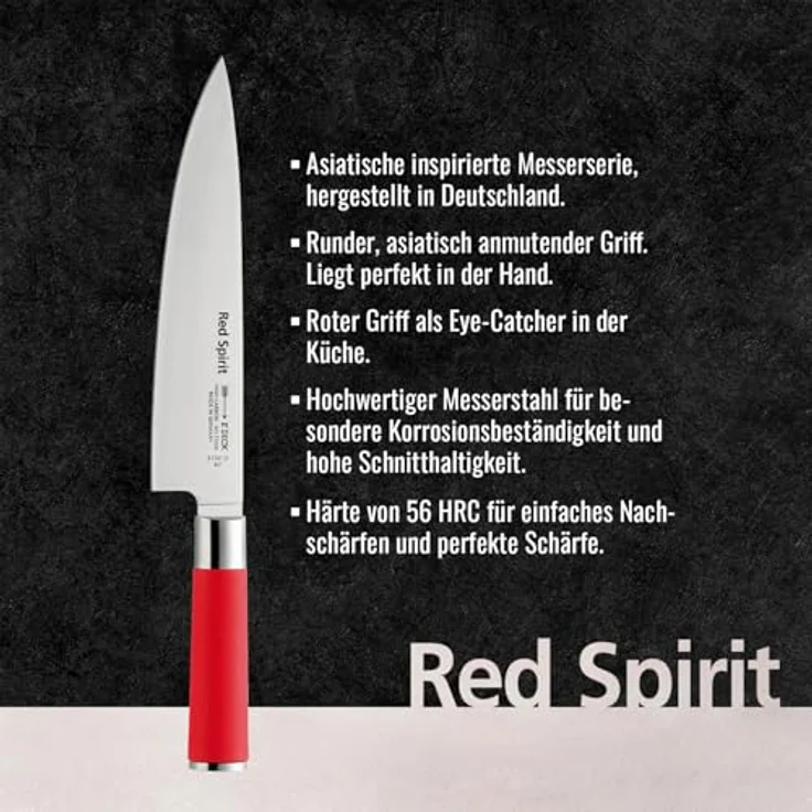 Friedrich Dick Red Spirit Kochmesser - Beidseitig geschliffen, Klingenlänge 21 cm – Bild 4