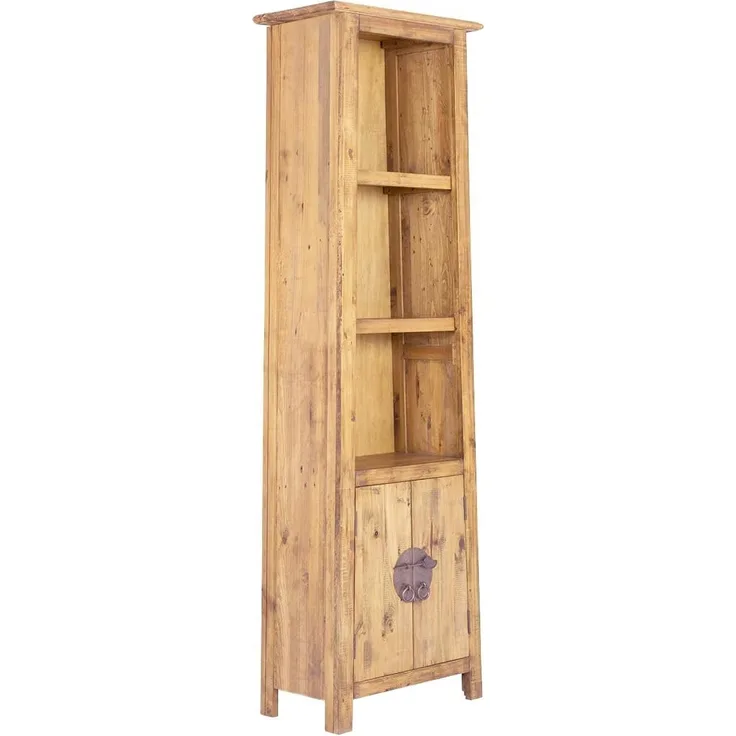 Exklusiver Hochschrank Rangun in Braun: 2 Türen & 3 Fächer, 48x170x32 cm, für ein gemütliches Bad