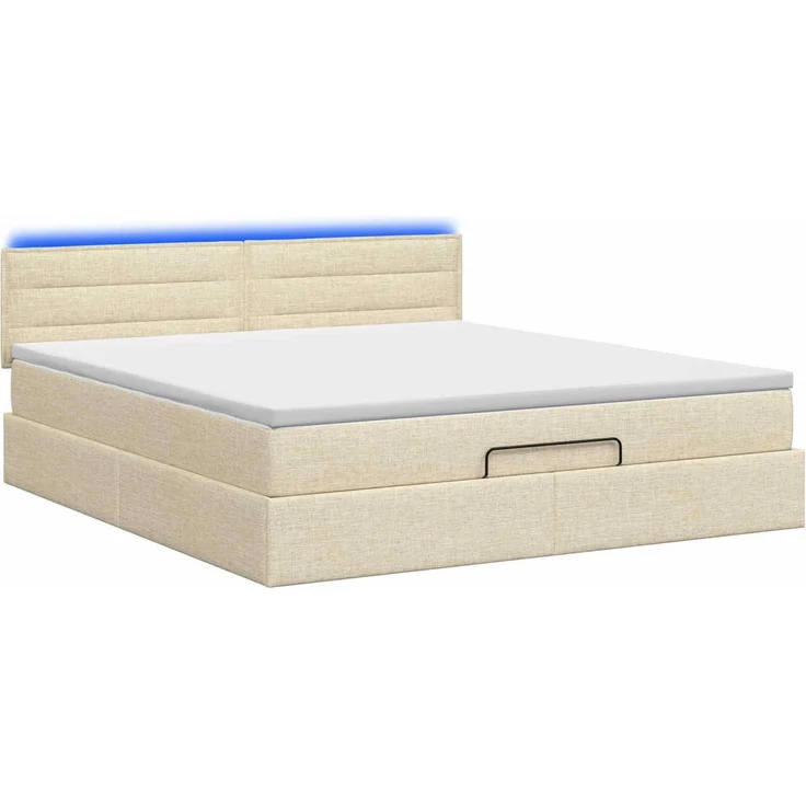 vidaXL Ottoman-Bett mit Matratze und LED Creme 160 x 200 cm Stoff 3456841 – Bild 9